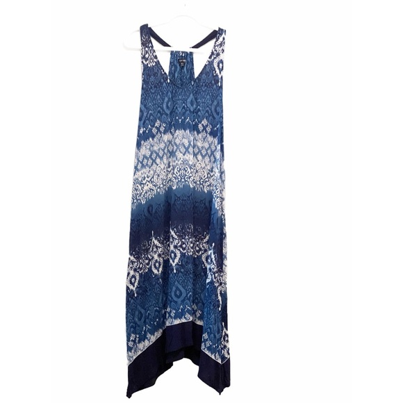 Ellen Tracy Blue and White Sleeveless Maxi Dress - Picture 1 of 4